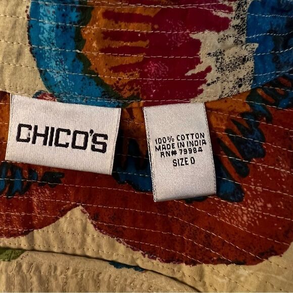 Chicos Boho Floral Button Front Jacket Topper Kantha Burnt Orange Sz 0 (small 4) - Picture 7 of 8